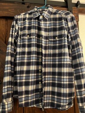 American Eagle Outfitters Navy, Light Blue, Cream Plaid Shirt